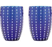 Zafferano Perle Tumbler en Verre - Verre Coloré Transparent Fait Main, cl 32 h 109mm d 71mm - Set 6 Pièces - Bleu