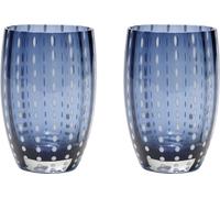 Zafferano Perle Glass Blue Grey - Verre soufflé à la bouche, 32 cl, fait main - Set de 2 verresartisanaux pour eau ou cocktails