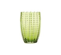 Zafferano Perle Tumbler en Verre - Verre Coloré Transparent Fait Main, cl 32 h 109mm d 71mm - Set 6 Pièces - Vert Gazon