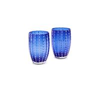 Zafferano Perle Tumbler en Verre - Verre Coloré Transparent Fait Main, cl 32 h 109mm d 71mm - Set 6 Pièces - Bleu