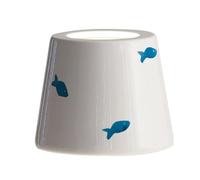 Zafferano, Poldina Cover, Coque en Céramique Décorée à la Main pour Lampe de Table, Compatible avec les Lampes Poldina, Made en Italie, Ø13 x 10 cm, Couleur Blanc - Poisson Bleus
