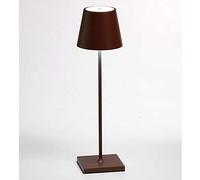 Zafferano Poldina - Lampe de Bureau sans Fil, Veilleuse Rechargeable, Lampe à Poser Rechargeable, Aluminium Peint, Source Lumineuse LED, 9h d'Autonomie, H 38cm, Protection IP54, 2.2W - Rouille