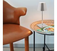 Zafferano Poldina Pro Mini Lampe de Table LED sans Fil Rechargeable - Lampe Tactile Dimmable avec Finition Galvanique - Temp. Lumière 2700 - 3000K - Aluminium H30 (Chrome Poli)