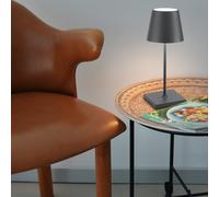 Zafferano, Poldina Pro Mini, Lampe de Table Rechargeable et Sans Fil avec Contrôle Tactile, Utilisable également comme Lampe d'Extérieur, Dimmer 2200-3000 K, Hauteur 30 cm, Couleur Gris Foncé