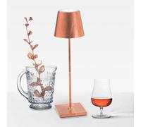 Zafferano Lampe de table Poldina Pro – Feuille de cuivre, rechargeable sans fil, tactile, 38 cm