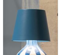 Zafferano, Lampe Poldina Stopper, Lampe-Capuchon Rechargeable Sans Fil avec Contrôle Tactile, Convient pour Salon et Extérieur, Variateur, 2200-3000 K, Hauteur 11 cm, Couleur Bleu Avio