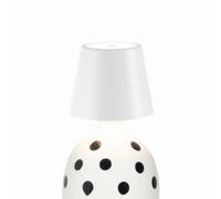 Zafferano, Lampe Poldina Stopper, Lampe-Capuchon Rechargeable Sans Fil avec Contrôle Tactile, Convient pour Salon et Extérieur, Variateur, 2200-3000 K, Hauteur 11 cm, Couleur Blanche