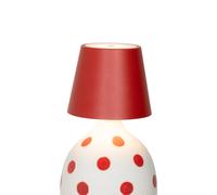 Zafferano, Lampe Poldina Stopper, Lampe-Capuchon Rechargeable Sans Fil avec Contrôle Tactile, Convient pour Salon et Extérieur, Variateur, 2200-3000 K, Hauteur 11 cm, Couleur Rouge