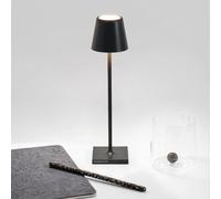 Zafferano, Poldina Micro, Lampe de Table Rechargeable et Sans Fil avec Contrôle Tactile, Convient pour le Salon et l'Extérieur, Dimmer 2200-3000 K, Hauteur 27,5 cm, Couleur Noir