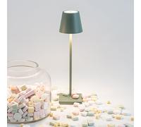 Zafferano, Poldina Micro, Lampe de Table Rechargeable et Sans Fil avec Contrôle Tactile, Convient pour le Salon et l'Extérieur, Dimmer 2200-3000 K, Hauteur 27,5 cm, Couleur Sauge