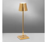 Zafferano, Poldina Micro avec Finition Or Brillant, Lampe de Table Rechargeable et Sans Fil avec Contrôle Tactile, Utilisable comme Lampe d'Intérieur, Dimmer 2200-3000 K, Hauteur 27,5 cm