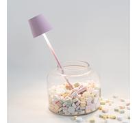 Zafferano, Poldina Micro, Lampe de Table Rechargeable et Sans Fil avec Contrôle Tactile, Adaptée pour le Salon et l'Extérieur, Dimmer 2200-3000 K, Hauteur 27,5 cm, Couleur Rose
