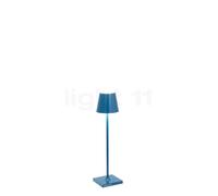 Zafferano, Poldina Micro, Lampe de Table Rechargeable et Sans Fil avec Contrôle Tactile, Convient pour le Salon et l'Extérieur, Dimmer 2200-3000 K, Hauteur 27,5 cm, Couleur Bleu Capri
