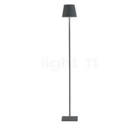 Zafferano, Lampada Poldina L, Lampadaire Rechargeable et Sans Fil avec Contrôle Tactile, Convient pour le Salon et l'Extérieur, Dimmer 2200-3000 K, Hauteur Réglable 52-122 cm, Couleur Gris Foncé