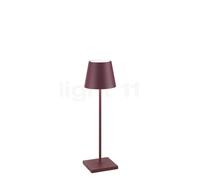 Zafferano, Poldina Pro, Lampe de Table Rechargeable et Sans Fil avec Contrôle Tactile, Utilisable également comme Lampe d'Extérieur, Dimmer 2200-3000 K, Hauteur 38 cm, Couleur Bordeaux
