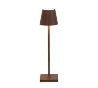 Zafferano, Poldina Micro, Lampe de Table Rechargeable et Sans Fil avec Contrôle Tactile, Convient pour le Salon et l'Extérieur, Dimmer 2200-3000 K, Hauteur 27,5 cm, Couleur Corten