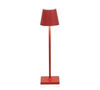 Zafferano, Poldina Micro, Lampe de Table Rechargeable et Sans Fil avec Contrôle Tactile, Convient pour le Salon et l'Extérieur, Dimmer 2200-3000 K, Hauteur 27,5 cm, Couleur Rouge