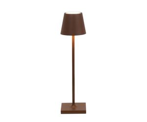 Zafferano, Poldina Micro, Lampe de Table Rechargeable et Sans Fil avec Contrôle Tactile, Convient pour le Salon et l'Extérieur, Dimmer 2200-3000 K, Hauteur 27,5 cm, Couleur Corten