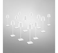 zafferano Poldina Pack de 12 lampes de table LED sans fil avec base de chargement, LD0350RP#2+LD0340B3#12, Poldina Pro