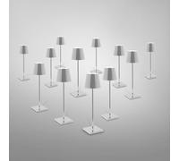 zafferano Poldina Pack de 12 lampes de table LED sans fil avec base de chargement, LD0350RP#2+LD0340C3#12, Poldina Pro