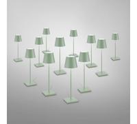 zafferano Poldina Pack de 12 lampes de table LED sans fil avec base de chargement, LD0350RP#2+LD0340G3#12, Poldina Pro