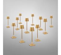zafferano Poldina Pack de 12 lampes de table LED sans fil avec base de chargement, LD0490RP+LD0490O3#12, Poldina Pro Micro