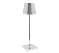 Zafferano Poldina Pro Lampe de Table LED sans Fil Rechargeable - Lampe Tactile Dimmable avec Finition Galvanique - Temp. Lumière 2700 - 3000K - Aluminium H38 (Chrome Poli)