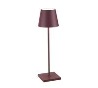 Zafferano, Poldina Pro, Lampe de Table Rechargeable et Sans Fil avec Contrôle Tactile, Utilisable également comme Lampe d'Extérieur, Dimmer 2200-3000 K, Hauteur 38 cm, Couleur Bordeaux