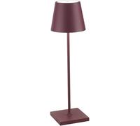 Zafferano, Poldina Pro, Lampe de Table Rechargeable et Sans Fil avec Contrôle Tactile, Utilisable également comme Lampe d'Extérieur, Dimmer 2200-3000 K, Hauteur 38 cm, Couleur Bordeaux
