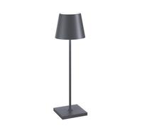 Zafferano, Poldina Pro, Lampe de Table Rechargeable et Sans Fil avec Contrôle Tactile, Utilisable également comme Lampe d'Extérieur, Dimmer 2200-3000 K, Hauteur 38 cm, Couleur Gris Foncé