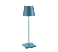 Zafferano, Poldina Pro, Lampe de Table Rechargeable et Sans Fil avec Contrôle Tactile, Utilisable également comme Lampe d'Extérieur, Dimmer 2200-3000 K, Hauteur 38 cm, Couleur Bleu Avio