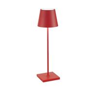 Zafferano, Poldina Pro, Lampe de Table Rechargeable et Sans Fil avec Contrôle Tactile, Utilisable également à l'Extérieur, Dimmer 2200-3000 K, Hauteur 38 cm, Couleur Rouge