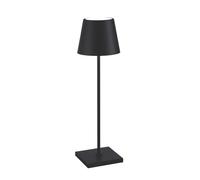 Zafferano, Poldina Pro, Lampe de Table Rechargeable et Sans Fil avec Contrôle Tactile, Utilisable également comme Lampe d'Extérieur, Dimmer 2200-3000 K, Hauteur 38 cm, Couleur Noir