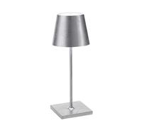 Zafferano, Poldina Pro Mini avec Feuille d'Argent, Lampe de Table Rechargeable et Sans Fil avec Contrôle Tactile, Utilisable comme Lampe d'Intérieur, Dimmer 2200-3000 K, Hauteur 30 cm