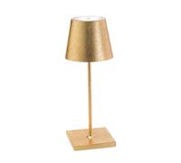 Zafferano, Poldina Pro Mini avec Feuille d'Or, Lampe de Table Rechargeable et Sans Fil avec Contrôle Tactile, Utilisable comme Lampe d'Intérieur, Dimmer 2200-3000 K, Hauteur 30 cm