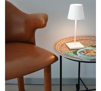 Zafferano, Poldina Pro Mini, Lampe de Table Rechargeable et Sans Fil avec Contrôle Tactile, Utilisable également comme Lampe d'Extérieur, Dimmer 2200-3000 K, Hauteur 30 cm, Couleur Blanc