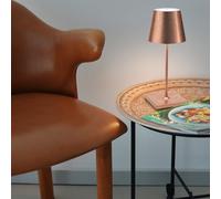 Zafferano, Poldina Pro Mini avec Feuille de Cuivre, Lampe de Table Rechargeable et Sans Fil avec Contrôle Tactile, Utilisable comme Lampe d'Intérieur, Dimmer 2200-3000 K, Hauteur 30 cm