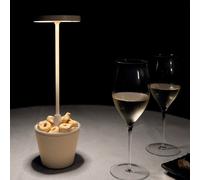 Zafferano, Lampe Poldina Reverso, Lampe de Table Rechargeable et Sans Fil avec Contrôle Tactile, Adaptée pour le Salon et l'Extérieur, Dimmer, 2200-3000 K, Hauteur 35 cm, Couleur Sable