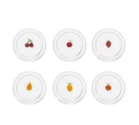 Zafferano Teca Frutta Mix - Lot De 6 Verres en Borosilicate avec Fruits, Gobelets 35 ouble Fond Décorés À La Main, Lavables