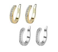 Zafiller Ear Clip, Adjustable Thin Chunky Pierceless Ears Cuff, Adjustable Wrap Earrings For Unisex, Everyday Wear (Argenté+Doré)