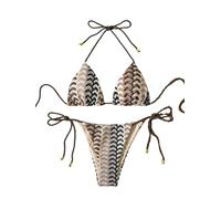 ZAFUL Bikini Set Bandeau Femme Coupe Haute, Maillot de Bains 2 pièces Noeud de Cravate Imprimé Floral sans Bretelles Vintage