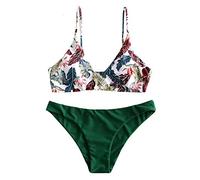 ZAFUL Ensemble de Bikini Femme Push-up, Maillots de Bains de 2 pièces Crochet Arrière Bikini Rembourré Taille Haute (Y-Vert, S)