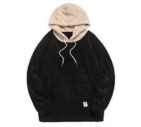 Zaful Pull à capuche pour homme avec poche kangourou en peluche - Noir - XL