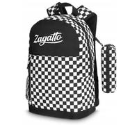 Zagatto Sac à dos d'école ZG701 noir et blanc avec trousse