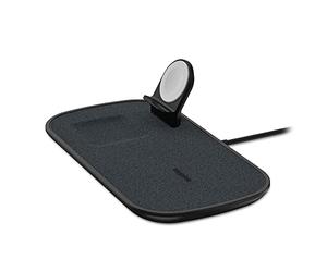 Zagg Base de Charge a Induction pour Iphone, Watch et Airpods - Permet de recharger simultanéments et Rapidement Les 3 Produits - Faible encombrement - Finition Tissu