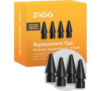 ZAGG Embouts de rechange pour Apple Pencil 1ère génération, 2e génération et USB-C, lot de 4, écriture lisse, friction parfaite, noir