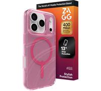 ZAGG Milan Coque à clipser pour iPhone 17 Pro, renforcée en graphène avec protection contre les chutes (4 m), bords texturés et design étincelant, compatible avec la charge MagSafe, rose scintillant
