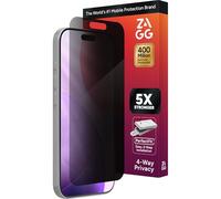 ZAGG Privacy XTR Screen Protector for iPhone 17 Pro - 4-Way Privacy Full-Screen Filter, 5X Stronger, Fingerprint-Resistant Tempered Glass, Smooth Feel, Easy Two-Step Installation