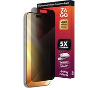 ZAGG Privacy XTR Screen Protector for iPhone 17 Pro Max - 4-Way Privacy Full-Screen Filter, 5X Stronger, Fingerprint-Resistant Tempered Glass, Smooth Feel, Easy Two-Step Installation