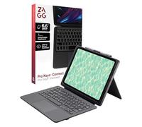 ZAGG Pro Keys Connect Étui avec clavier pour iPad Pro 11" (M4) - Clavier USB C à connexion directe avec pavé tactile, touches rétroéclairées amovibles, protection contre les chutes de 2 m, béquille et